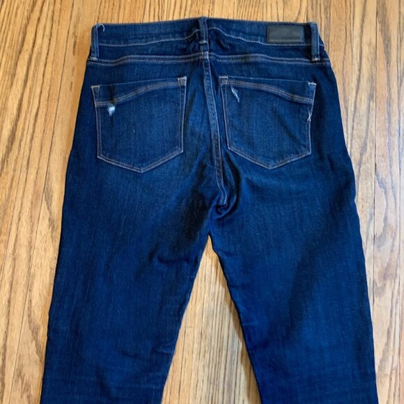 Express Dark Wash Legging Mid Rise Stretch 4s 4c Distressed Hole Blue Skinny - Picture 11 of 11